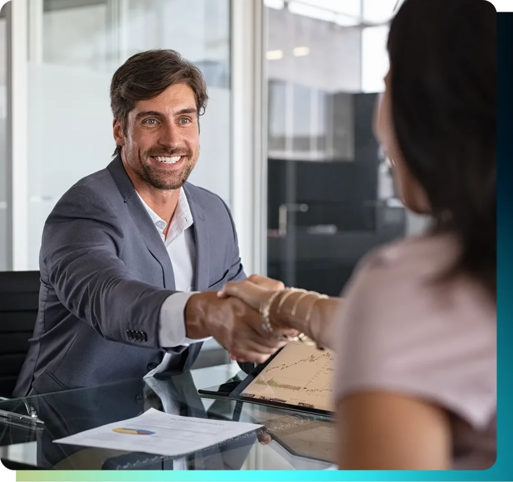 Real Estate Agent and new tenant closing a deal